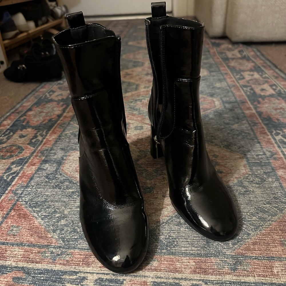 Black Zara Patent Leather Boots